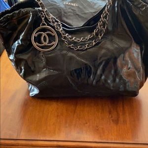 Vintage Chanel black patent leather bag